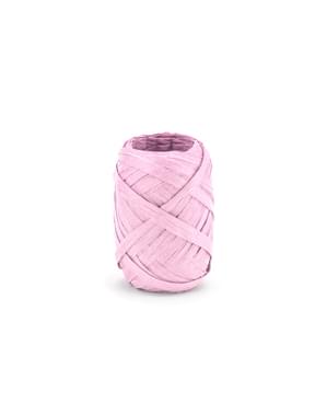 Pita dekoratif warna pink pastel berukuran 5 mm terbuat dari rafia