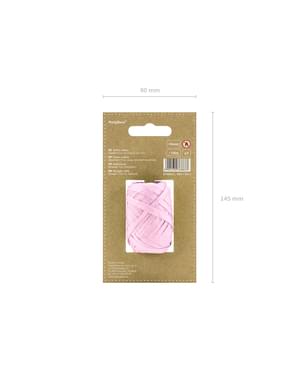 Pita dekoratif warna pink pastel berukuran 5 mm terbuat dari rafia