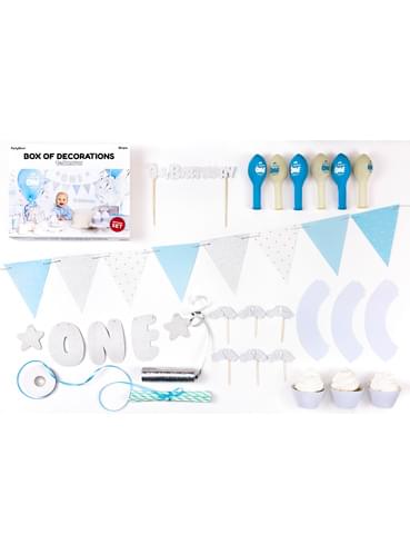 1st Birthday Party Decoration Kit In Blue 1st Birthday Express Delivery Funidelia