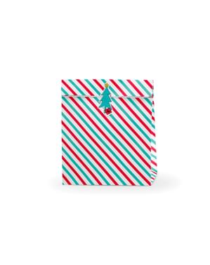 Set tas hadiah 3 "Merry Xmas" dengan garis-garis merah dan hijau -Merry Xmas Collection