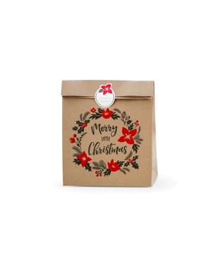 3 „Merry Little Christmas“ rinkinys „Kraft Paper“ dovanų krepšiai