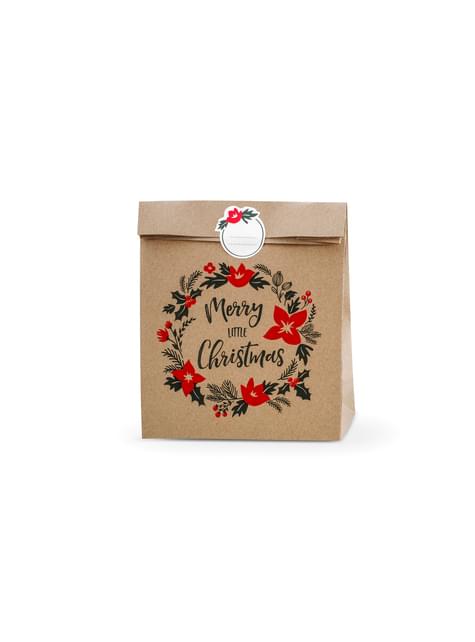 3 sacchetti regalo in carta Kraft Merry Little Christmas - Merry Xmas  Collection per feste e compleanni