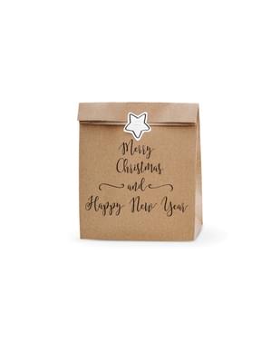 Set 3 "Merry Christmas and Happy New Year" Tas Hadiah Kertas Kraft - Merry Xmas Collection