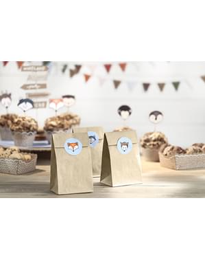 6 Kraft Paper Treat Bags with Stickers  - Woodland