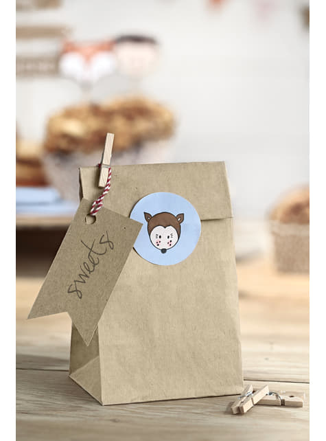6 Kraft Paper Treat Bags with Stickers  - Woodland