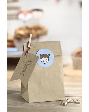 6 bolsas de papel Kraft con pegatinas - Woodland