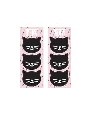6 sachets roses en papier avec stickers chats - Meow Party