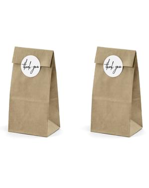 Set 6 Tas Kertas Kraft dengan Stiker "Terima Kasih"