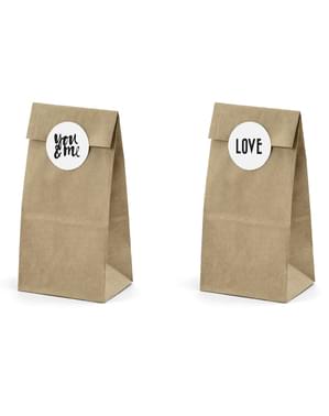 Set 6 Kantong Treat Kertas Kraft dengan Berbagai Macam Stiker