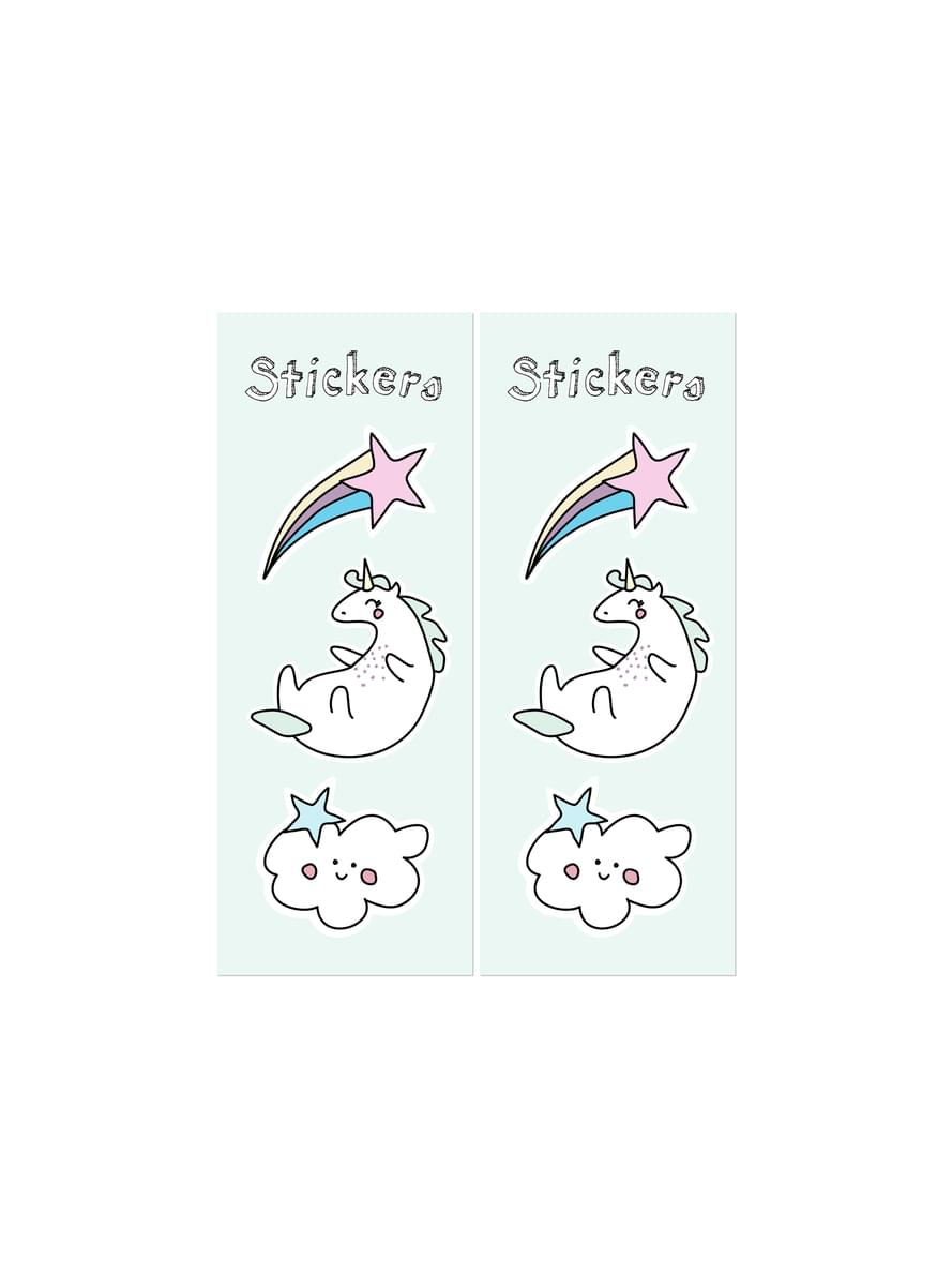 6 Multicolor Print Paper Treat Bags with Unicorn Stickers - Unicorn Collection