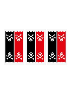 6 pungi pirați de hârtie Kraft cu autocolante pirați - Piratas Party