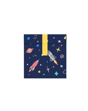 6 Renkli Uzay Baskı Kağıdı Tedavi Çanta Set - Space Party