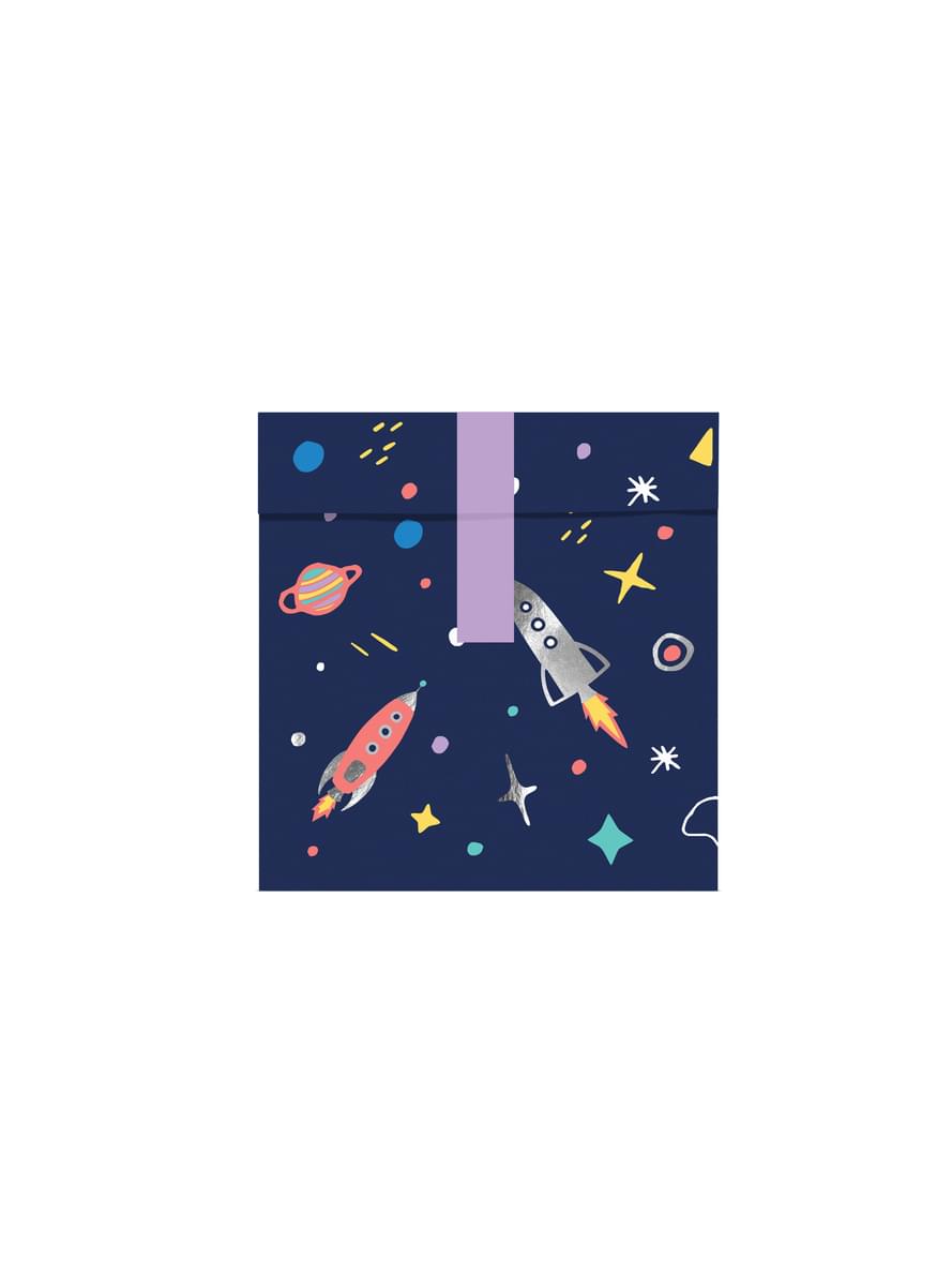 6 flerfarvede rumprint papir slikposer - Space Party