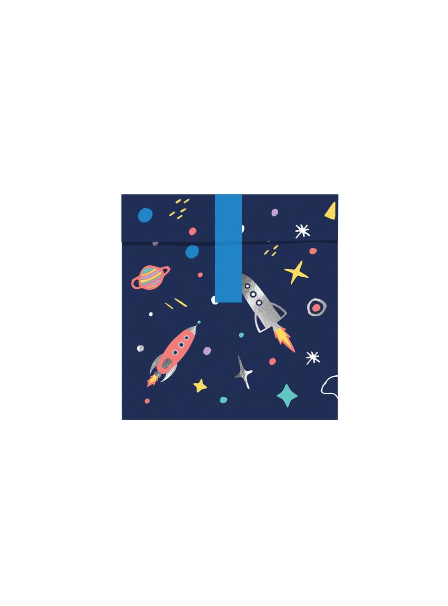 Sett med 6 Flerfarget Space Trykk Papir Godteposer - Space Party