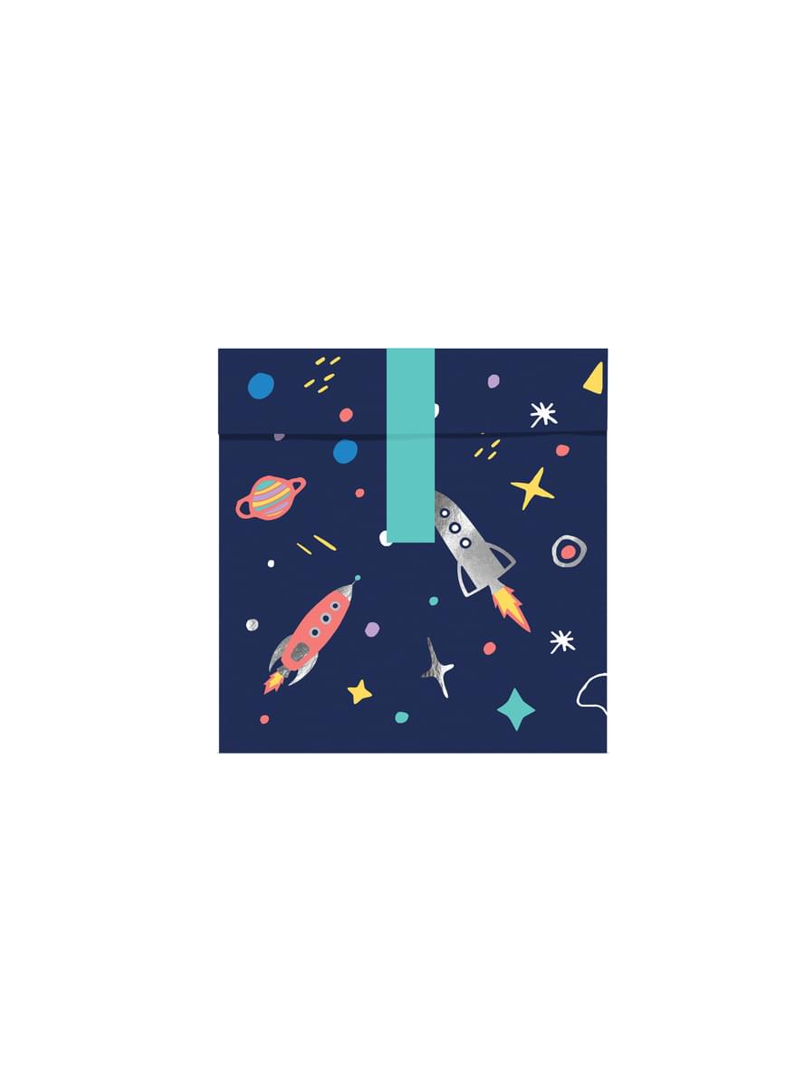 6 påsar med flerfärgat rymdtryck i papper - Space Party