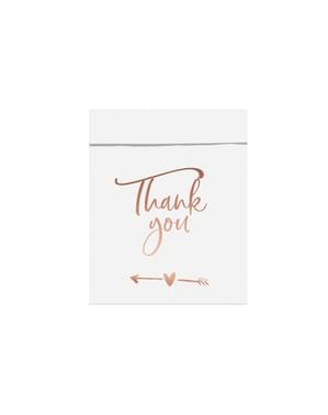 Set 6 "Terima Kasih" White Treat Bags dengan Rose Gold Text - Tropical Wedding