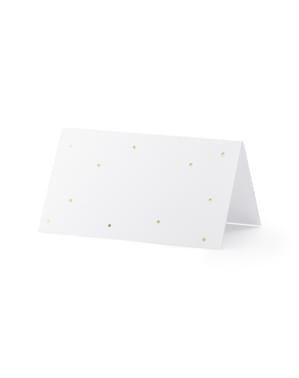 Set 10 Kartu Tempat Kertas Putih dengan Titik Emas