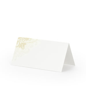 सोने की सजावट के साथ 25 व्हाइट पेपर प्लेस कार्ड का सेट