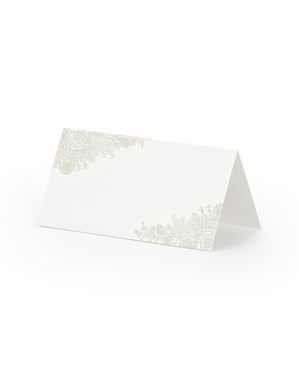 Set 25 Kartu Tempat Kertas Putih dengan Dekorasi Pojok Perak
