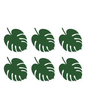 6 kort till bordsdukning gröna i form av löv - Aloha Collection