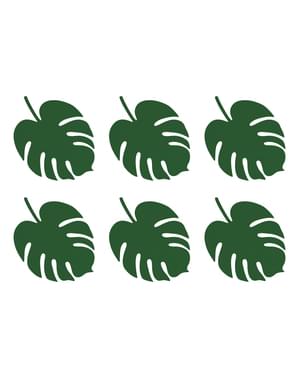 6 groene bladvormige tafelkaarten - Aloha Collection