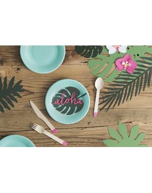 6 table cards in green in the shape of a leaf - Aloha Collection