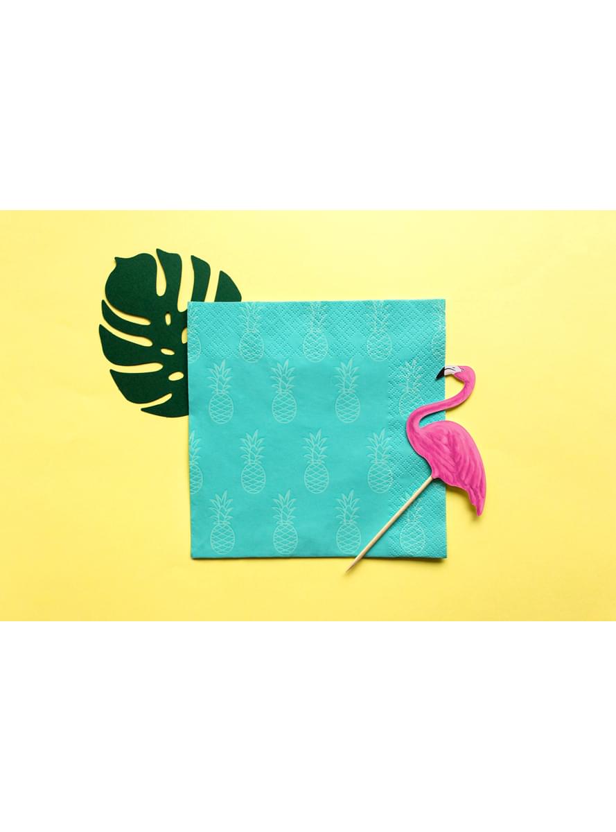 6 kort till bordsdukning gröna i form av löv - Aloha Collection