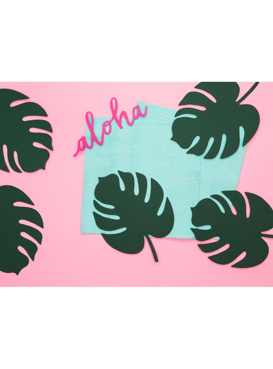 6 cartões verdes em forma de folha para mesa - Aloha Collection