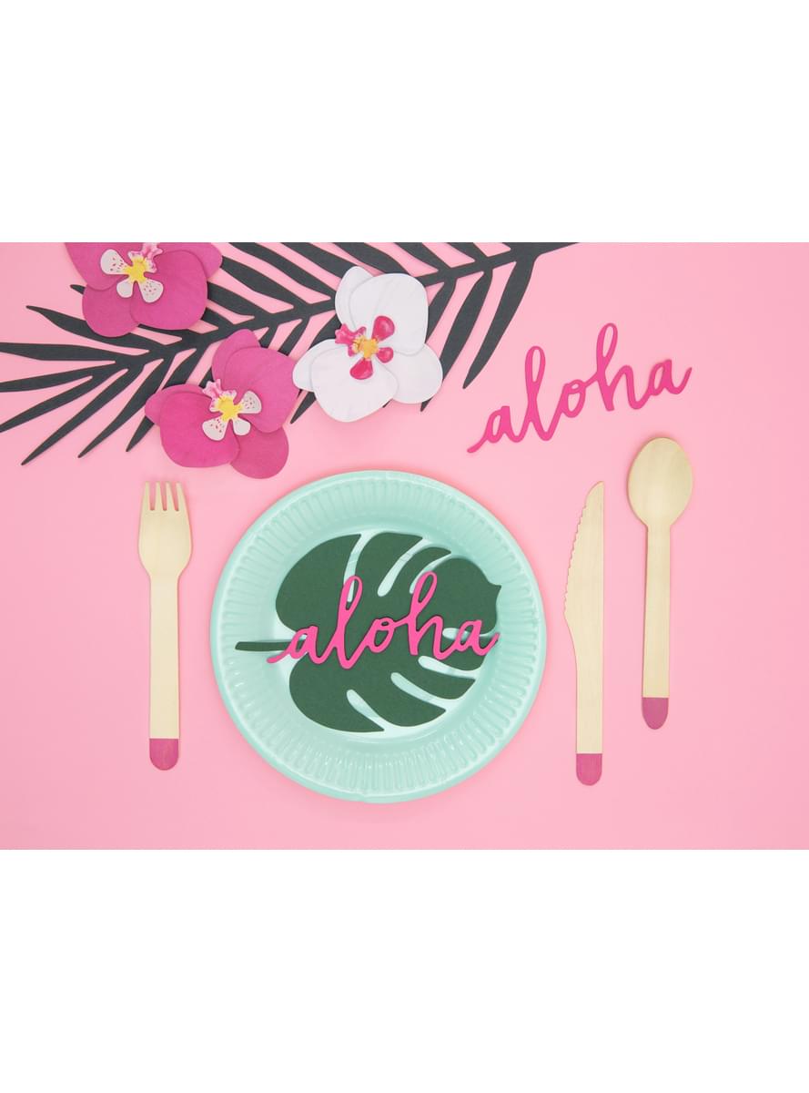 Sett med 6 bordkort i grønn formet som et blad - Aloha Collection