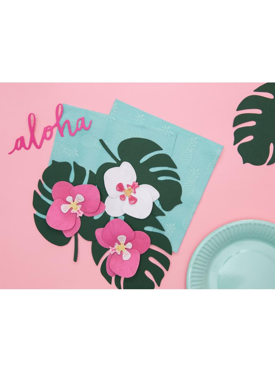 6 столових карт зеленого кольору у формі листа - Aloha Collection