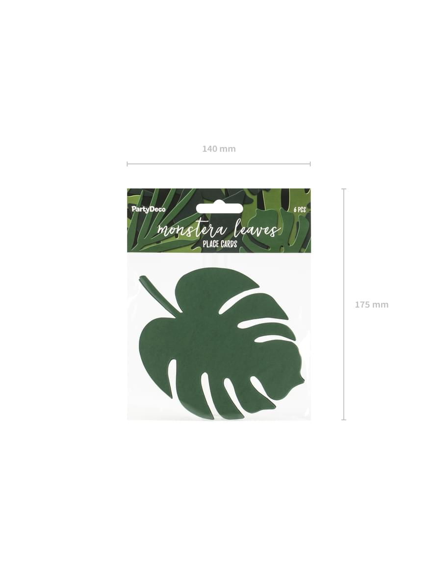 6 kort till bordsdukning gröna i form av löv - Aloha Collection