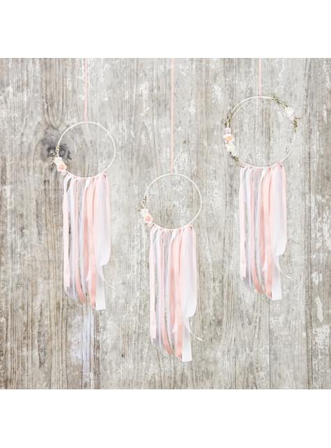 Sett med 3 flerfargede drømmefangere - Natural Wedding
