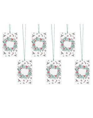 Sett med 6 Kransepapir Gavelapper til Jul, Flerfarget - Merry Xmas Collection