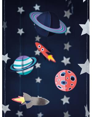 5 guirnaldas colgantes con figuras del espacio - Space Party