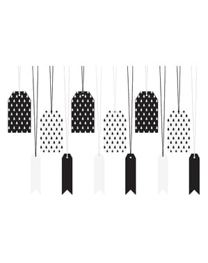 12 Black & White Print Paper Gift Tags - Scandi Christmas Collection