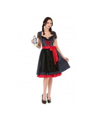 काले और लाल रंग में महिलाओं के लिए Oktoberfest Elegant Dirndl