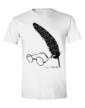 Camiseta Harry Potter gafas y pluma para hombre