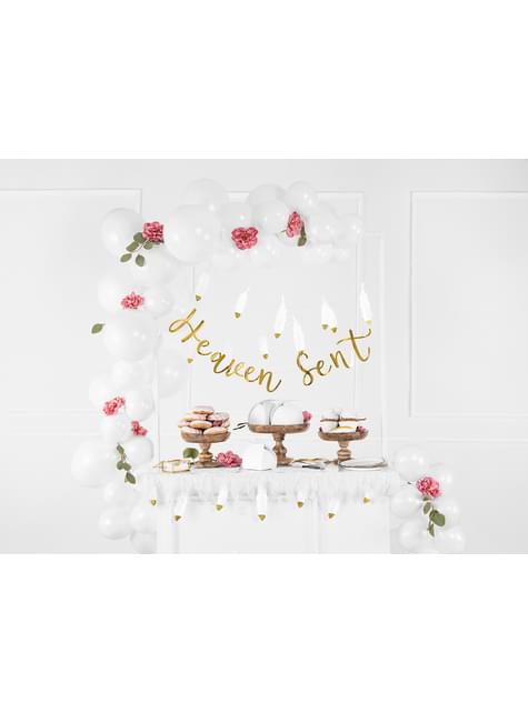 Gjennomsiktig krystall bryllupsring holder med gullkanter