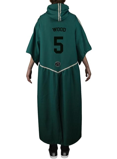 Harry Potter Slytherin Costume Black and Green Long Robe with Hood 