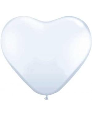 6 balon lateks berbentuk hati berwarna putih (25 cm)