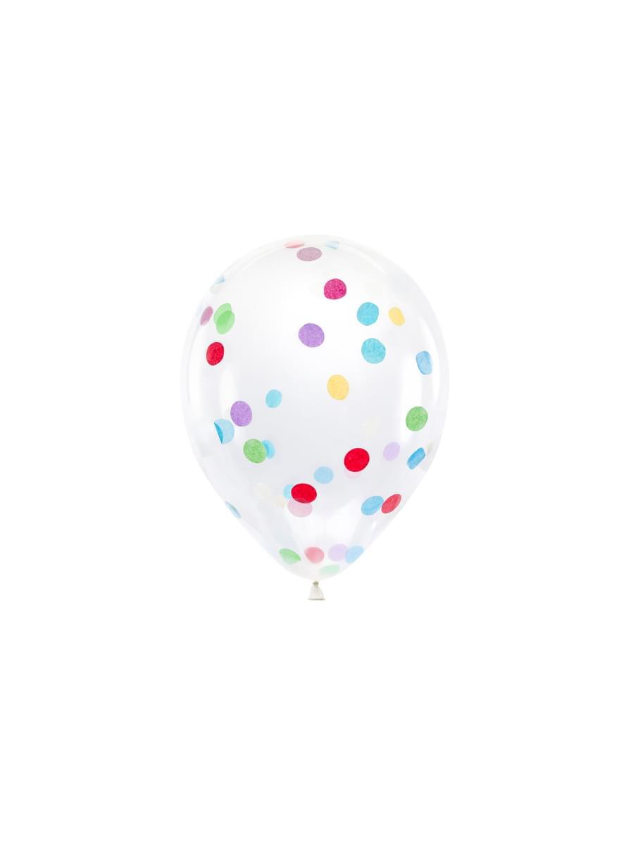 6 baloane de latex cu confetti colorate (30 cm)