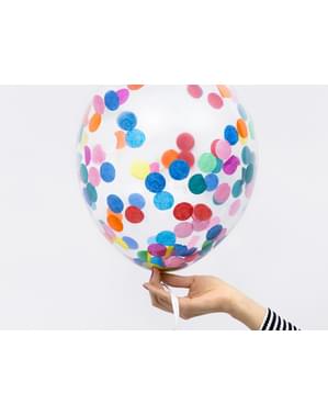 6 latex ballonger med farget konfetti  (30 cm)