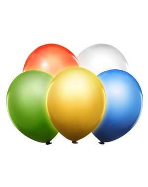 5 latex balloons in assorted colours with LED (30 cm)