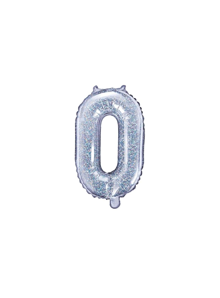 光輝銀で「0」ホイルバルーン（34センチ）