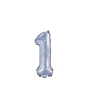"1" Folyo balon, parıltılı gümüş