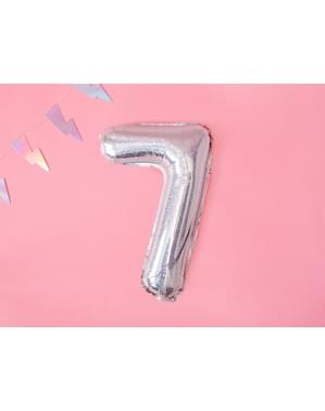 «7» Фольга куля в срібло блискуче (35 см)