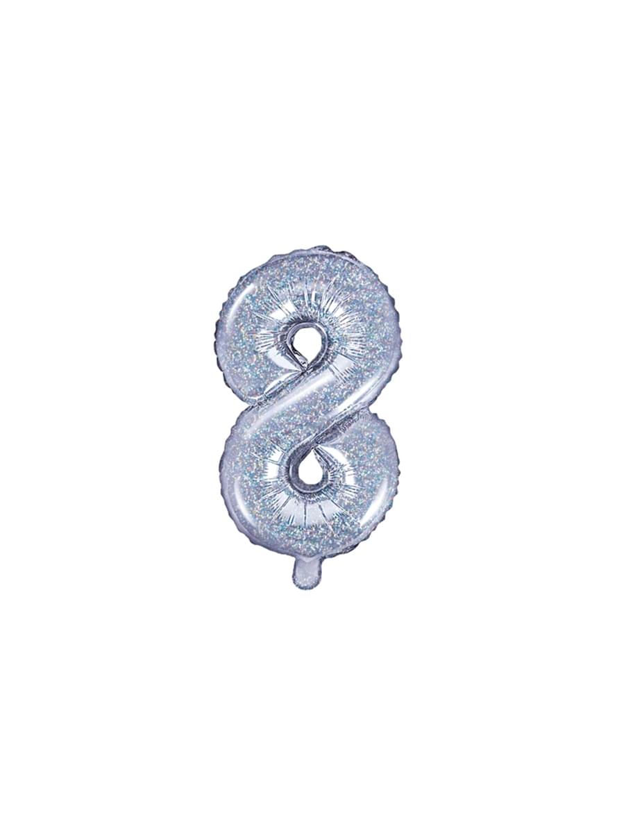 «8» Фольга куля в срібло блискуче (35 см)