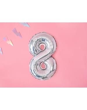 «8» Фольга куля в срібло блискуче (35 см)