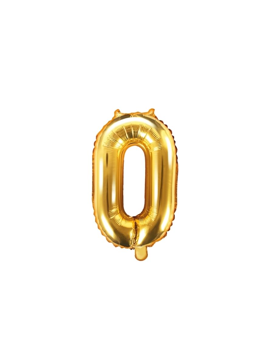 Золотой фольгированный шар «0» (35 см)