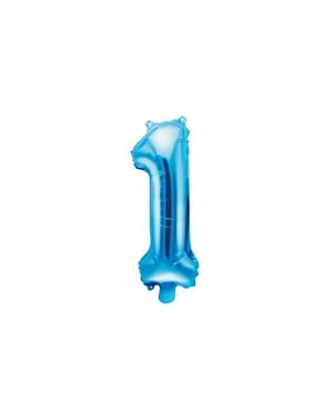 नीले रंग में "1" पन्नी गुब्बारा